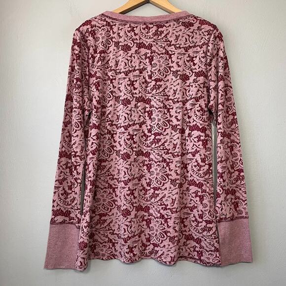 Burnout Knit Long Sleeve Tee Size XL Purple Floral Lightweight Sheer Y2K 2000s - Picture 4 of 11